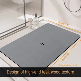 Shower Mat BETOVV Bathroom Standing up Shower Matt Non-Slip Secure Mat No Suction Cup Washable Bath tub Mat for Inside Shower (Dark Gray, 24''×32'')