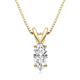 JL LITTLE FOREST Solitaire Pendant for Women, Emerald/Square Princess/Marquise/Trillion Cut CZ Necklaces, 18K White and Gold-plated 925 Sterling Silver Ideas Gift, Jewelry Box Packed, Sterling Silver,