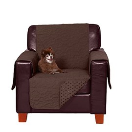 Furhaven Pet Furniture Cover for Dogs and Cats - Waterproof Quilted Paw Design Living Room Furniture Protector with Non-Slip Backing, Washable - Espresso, Chair