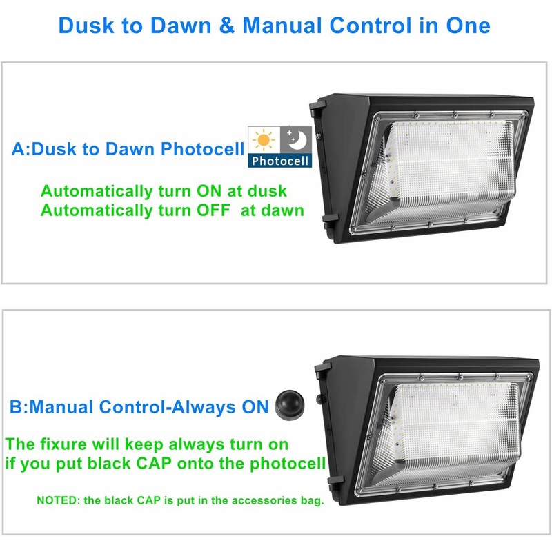 2PACK Dusk to Dawn 100W LED Wall Pack Light Fixture,
