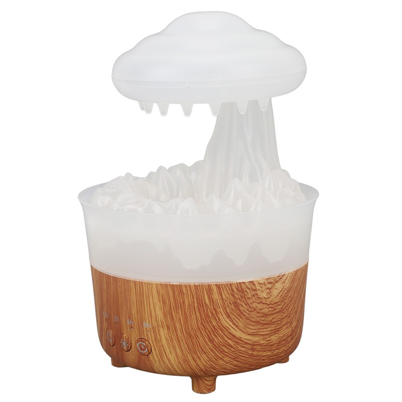 Rain Cloud Humidifier 7 Colors Light Remote Control Wood Grain