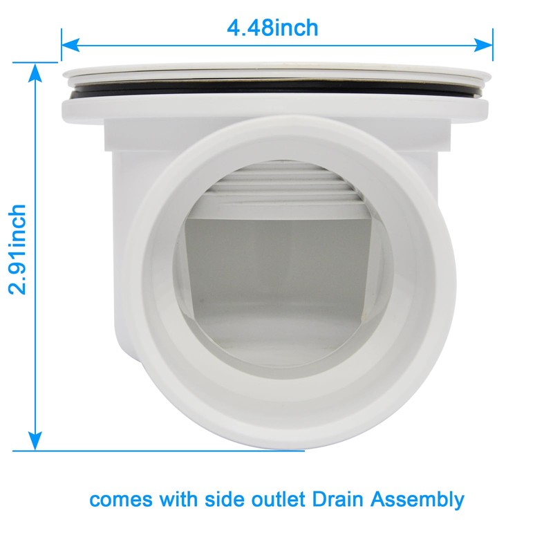 Low Profile Shower Drain, 1.5" Side Outlet Drain Assembly with