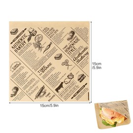 200Stk Dickes Burger Papier, Deli Papierblätter, Käsepapier, Wasserdicht und Öl Burger Tüten, Sandwich Paper, Wrap Papier für Burgers, Pommes, Butterbrot, Käse, Kuchen, 15 x 15 cm