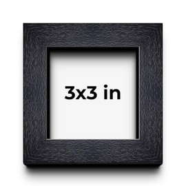 3x3 Inch Shadow Box Black Farmhouse Wood Texture Display Frame | 1 Inch Deep | 0.75 Inch Moulding Width | Includes Shatter Resistant Acrylic Plexiglass, Backing & Hanging Hardware