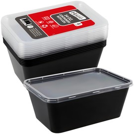 Bluesky Versatile Rectangle Containers-(Pack of 10) -Perfect for Meal Prep & Storage, 34 oz, Black