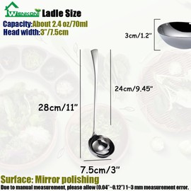 Wenkoni Soup Ladle,Large Gravy Ladle,Heavy Duty Ladle, 18/10 Stainless Steel 11-Inch Kitchen Cooking Gravy Ladle for Serving Ladle (1Pack).