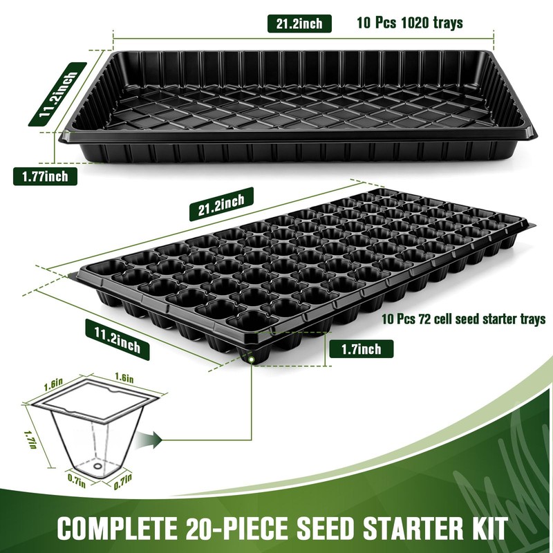 SZLYYDS 20 Pack Seed Starter Trays Heavy Duty Plastic Seedling