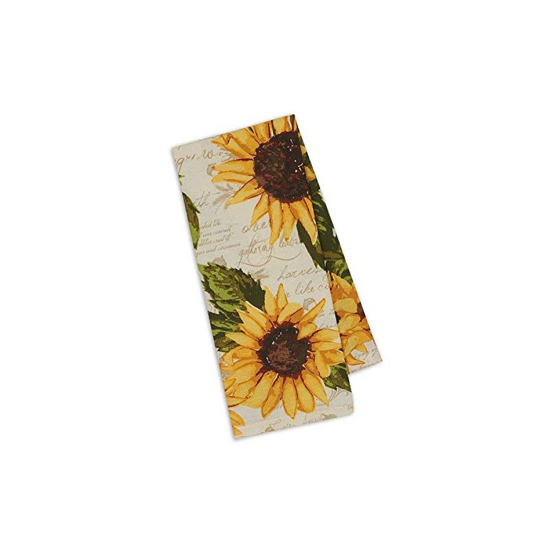Design Imports Rustic Sunflowers Table Linens, 18-Inch by 28-Inch Dishtowels,