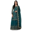 TRENDMALLS Women's Mono Net Kurta Lehenga Suit Set (TM.G112-Morpeach-S) Teal