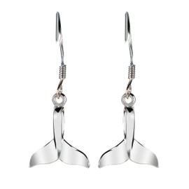Sterling Silver Whale Tail Dangle Earrings