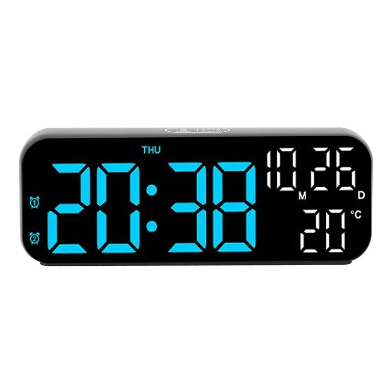 Digital Clock Dual Display Voice Control 3 Adjustable Brightness Date
