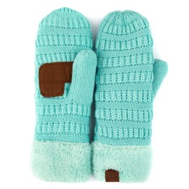 C.C Women Thick Knit Sherpa Fleece Lined Warm Winter Mittens (MT-25)