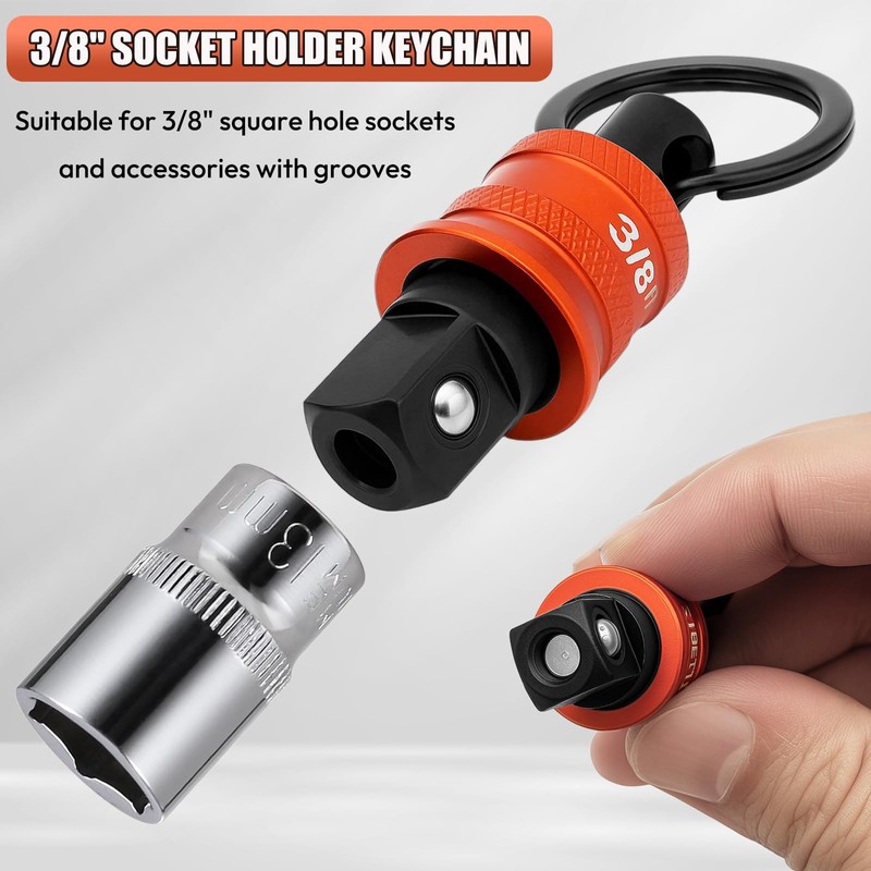 Saipe 5pcs Socket Holder Key Chain, 3/8" Drive Socket Organizer