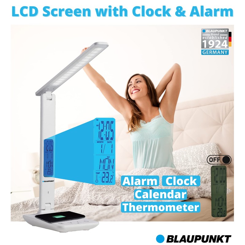 Blaupunkt LED Desk Lamp with Wireless Charger - USB Charging