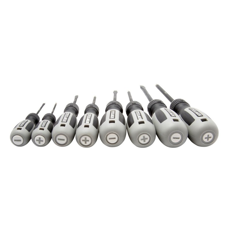 Steelman 8-Piece Diamond Tip Screwdriver Set, Variety of Slotted and