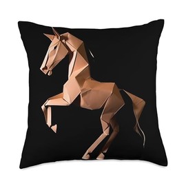 Origami Master Folding Paper Craft Origami Horse Japanese Art Paper Folding Artist Throw Pillow, 18x18, Multicolor