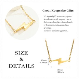 QGJNSGC Flash Urn Necklaces for Ashes Flash Bolt Cremation Jewellery for Ashes Thunderbolt Keepsake Memorial Necklace for Women Men Jewellery Ash Holder Vertical Flash Urn Pendant, Stainless Steel, No
