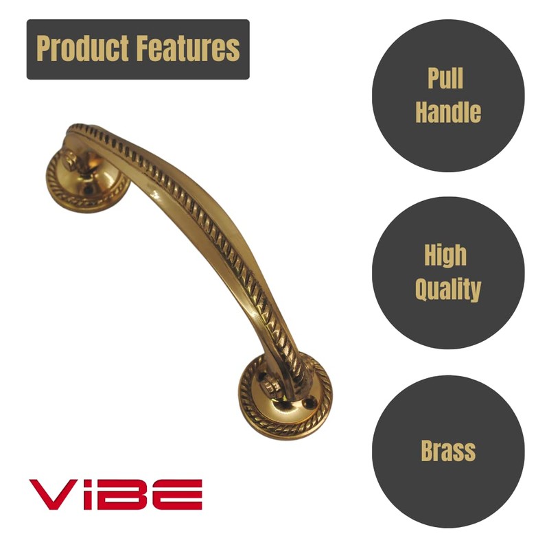 VIBE Georgian Bow Handle 175mm on Brass Pull Handle on