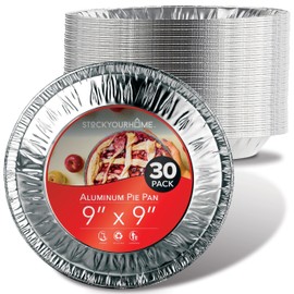 Stock Your Home 9 Inch Aluminum Tart Pie Pans (30 Count) - Disposable & Recyclable Large Pie Pan - Foil Pie Tin for Bakeries, Cafes, Restaurants - Durable Large Foil Pans for Pies, Fruit Tarts, Quiche