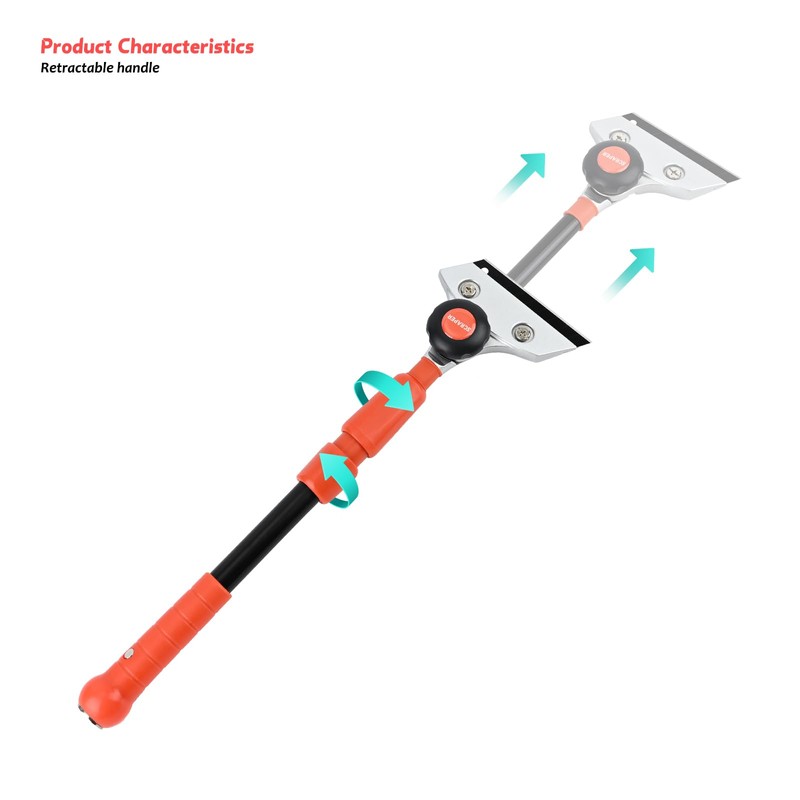 EHDIS Retractable Razor Blade Scraper Long Handle Heavy Duty Floor