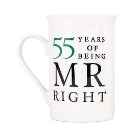Haysoms Ivory 55th Anniversary Mr Right & Mrs Always Right Ceramic Mugs Gift Set Thoughtful and Unique Gift Idea Dishwasher and Microwave Safe
