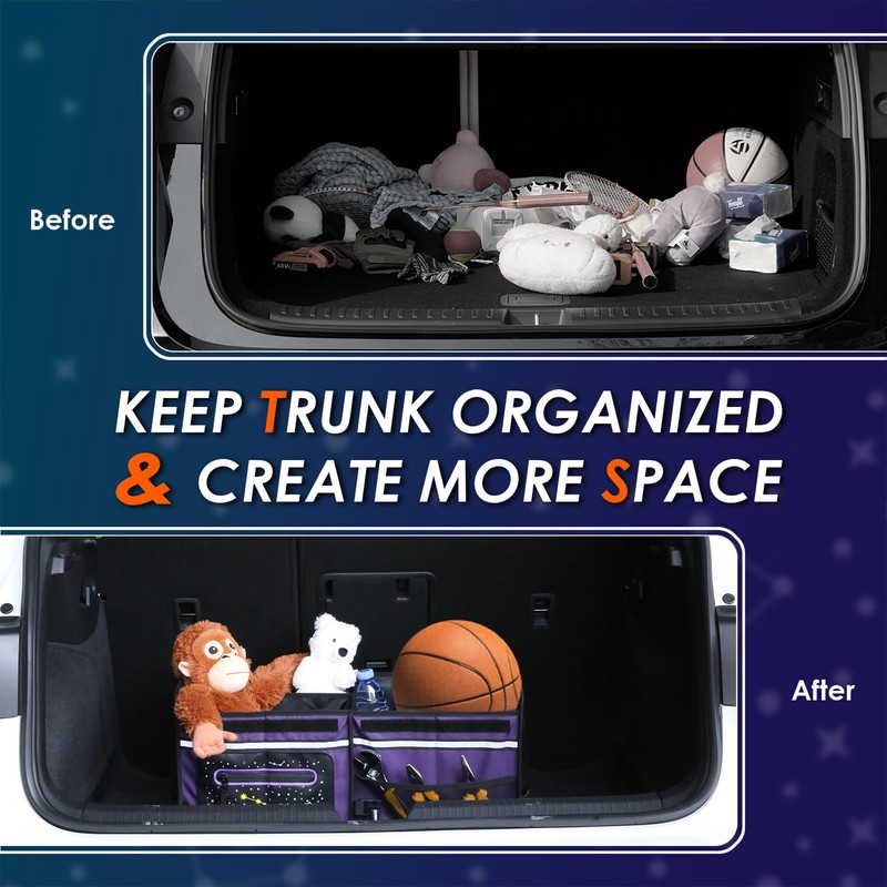SugarFox 63L Car Trunk Organizer for SUVs & Small/Midsize Cars