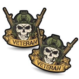 SkinoEu® 2 x Vinyl Sticker Decal for Car Moto Motorcycle Bike Helmet Window Tuning Veteran Skull B 100