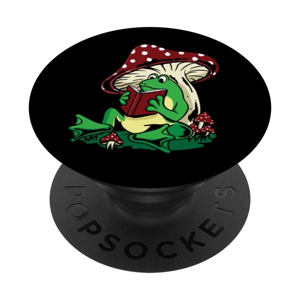 Cottagecore Aesthetic Kawaii Frosch Ließt Buch Pilz PopSockets mit austauschbarem