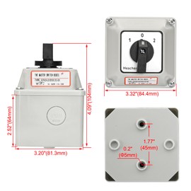 Heschen Universal Locking Cam Selector Switch, SZW26-20/D505.5D-BX, 660V 20A, ON-OFF-ON 3 Positions, 20 Terminals, with Main Switch Outer Box, CE