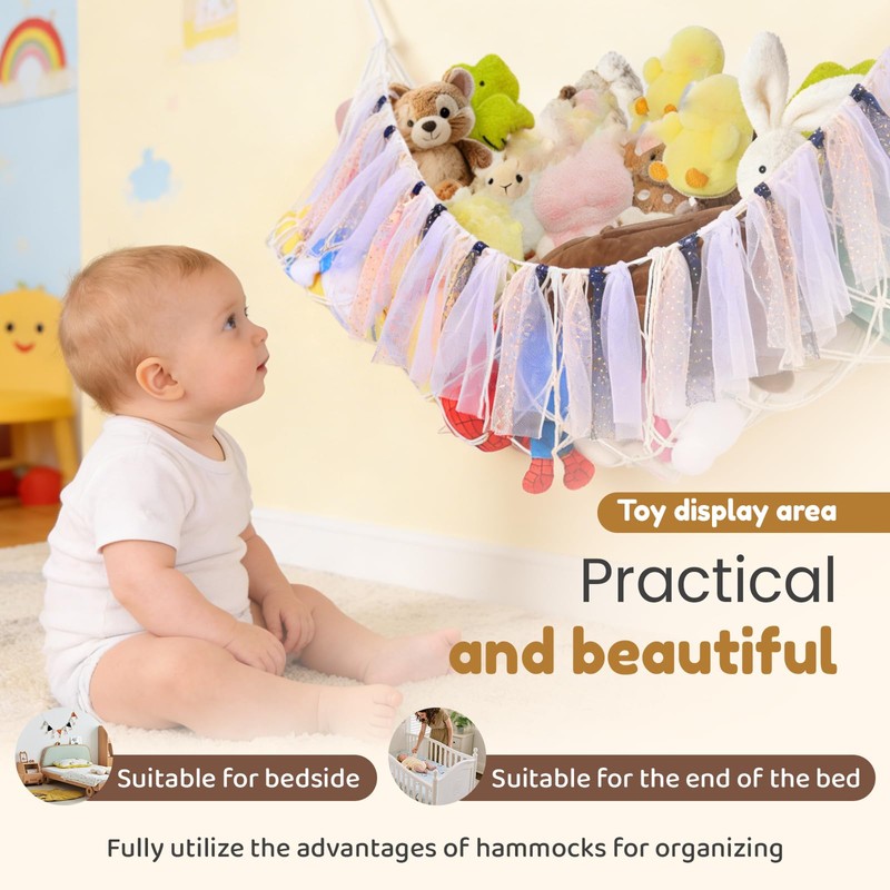 Teddy Hammock for Stuffed Animals, Flat Wall Hanging Cotton Toy