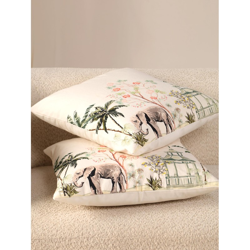 Glamm Texa Home Decor White Elephant Cushion Covers Set Of