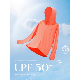 ALLZERO Women's Sun Protection Hoodie UPF 50+ Long Sleeve with Back Breathable Mesh for Outdoor Fishing Hiking ORANGEHEATHER-XL