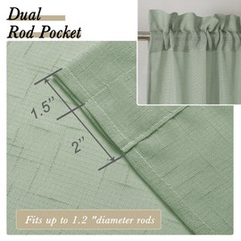 Aiyufeng Kirei Sage Green Linen Sheer Curtains 63 inch Length - Premium Flax Linen Material Soft Semi Sheer Half Privacy Protected for Livingroom, Bedroom, Farmhouse, W 40 x L 63 inch, 2 Panels