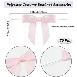 Beebeecraft Pack of 70 Ribbons with Wire Polyester Pink Twisted Bows for Wrapping Gifts, Treat Bags, Party Favors, Wedding Decorations