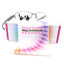 Sightline T611 Progressive Multifocus Reading Glasses For Men and Women Lightweight XL Wide Fit Premium Frame Grey 3.00