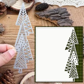 Christmas Trees Half Cut Borders Metal Die Cuts,Merry Christmas Tree Cutting Dies Cut Stencils for DIY Invitation Card Scrapbooking Album Embossing Paper Dies Card Making