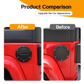 JeCar - Cubierta para tapa de gasolina, accesorios exteriores con aluminio para Jeep Wrangler JK & Unlimited 2007-2017 Sport Rubicon Sahara (sin logotipo)