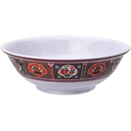 Melamine Oriental Pho Noodle Soup Bowl, 52 Ounce, Peacock Design, Set of 6