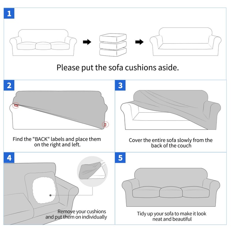 MAXIJIN 3 Piece Stretch Couch Covers for 2 Cushion Couch