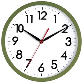 AKCISOT Wall Clock 10 Inch Silent Non-Ticking Modern Clocks Battery Operated - Analog Classic for Office, Home, Bathroom, Kitchen, Bedroom, School, Living Room(Olive Green)