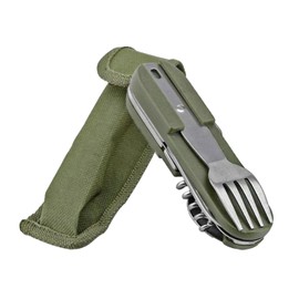 Folding Camping Cutlery Set, 8 in 1 Stainless Steel Portable Utensil Detachable Reusable Travel Cutlery Tableware with Pouch Case for Camping Hiking Fishing Picnic On The Go