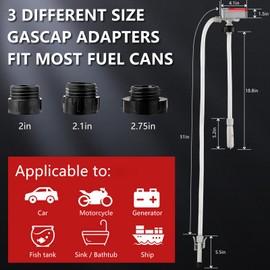 Fuel Transfer Pump, Automatic Gas Can Pump with Auto Stop and Overfill Protection, 52'' Extra Long Hose, 3.2 GPM, 4 Tank Adapters, Battery Powered, Portable Gas Transfer Pump for Oil, Diesel, Gasoline