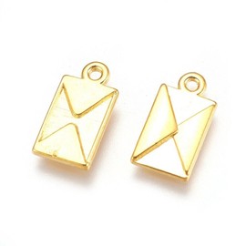 The Slippery Pearl 6 Envelope Charms Shiny Gold Snail Mail Love Letter Jewelry Making 15mm