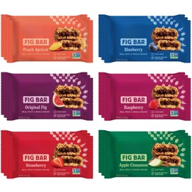 Whole Wheat Fig Bars 6 Flavor Variety Pack, Healthy Breakfast Fig Bars Variety Pack - 2 oz Bars 18 Pack