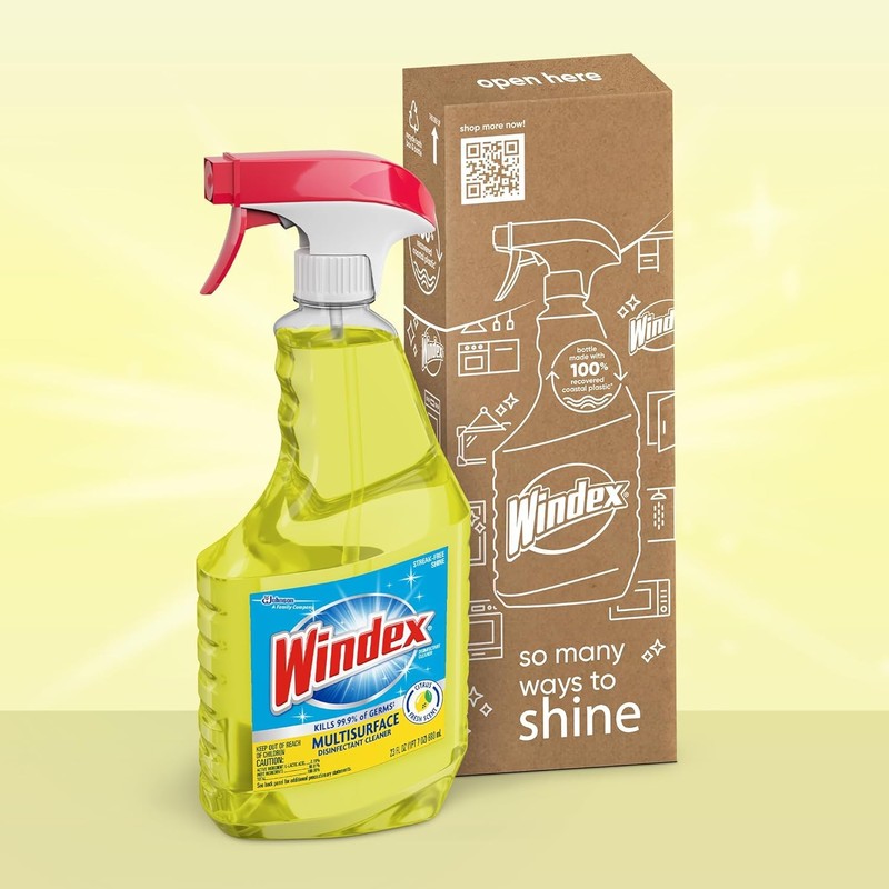 Windex Multipurpose Cleaner Disinfectant Spray Bottle, Packaging Designed to Prevent