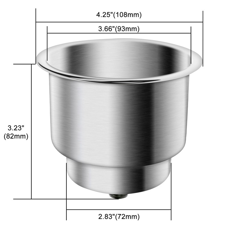 Amarine Made 4pcs Stainless Steel Cup Drink Holder with Drain