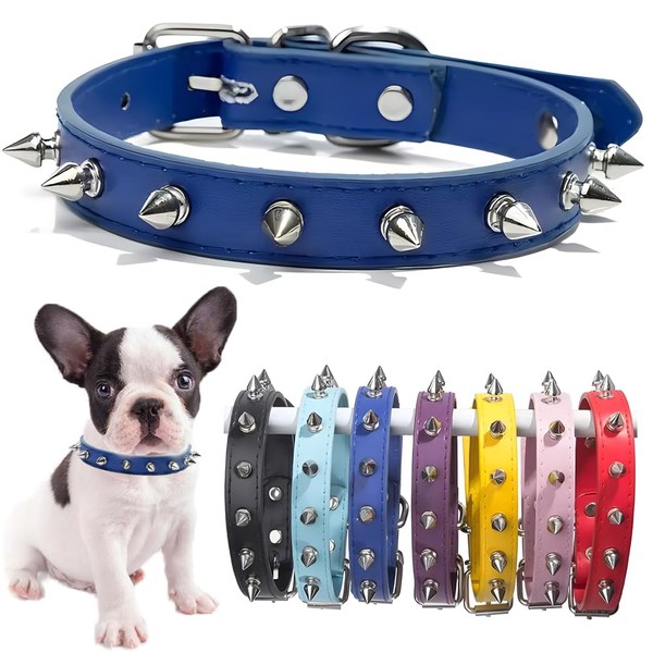 Spiked Dog Collar for Small Dogs PU Leather Spike Puppy