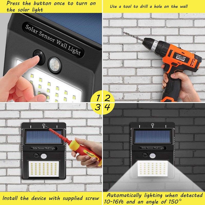 Decorman Solar Sensor Lights Outdoor 30 LED Wireless Waterproof Security