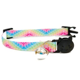 Tie-dye Cat Collars with Bell. Quick Safety Release Breakaway Buckle. Available in Cat & Kitten Size | Zacal Cat Collars (Cat Collar (20cm - 30cm), Pink, Blue & Yellow)