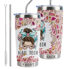 CWEGSJ Nail Tech Gift Nail Artist Technician Manicurist 20oz Stainless Steel Insulated Tumbler with Lid and Straw Cosmetologist Beauty Salon Gift (Tum-Nail Tech Girl)